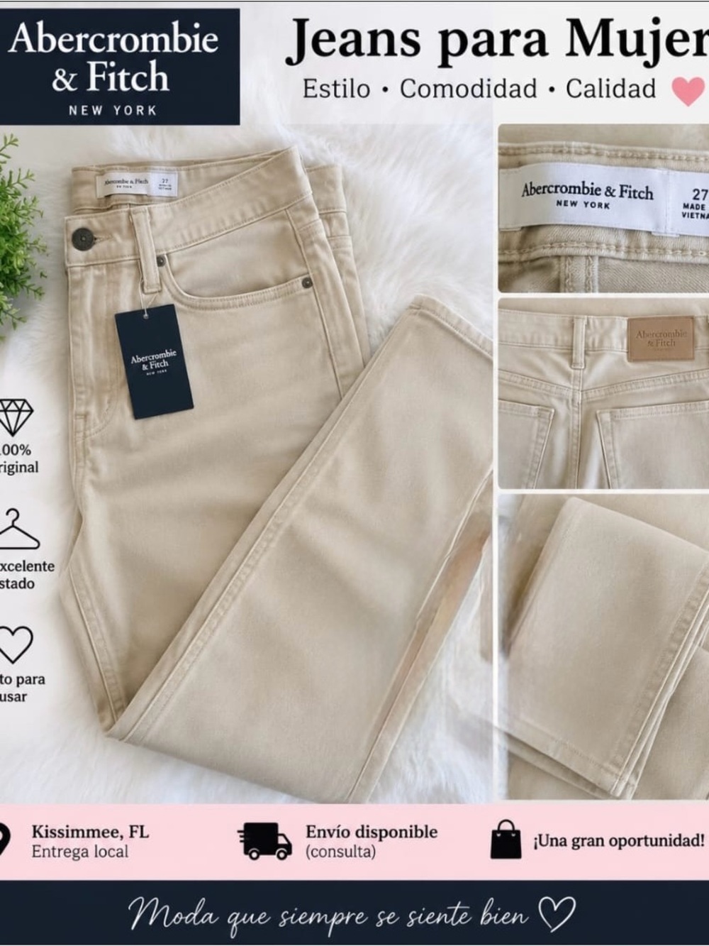 Abercrombie & Fitch Women's Beige Khaki Skinny Jeans
